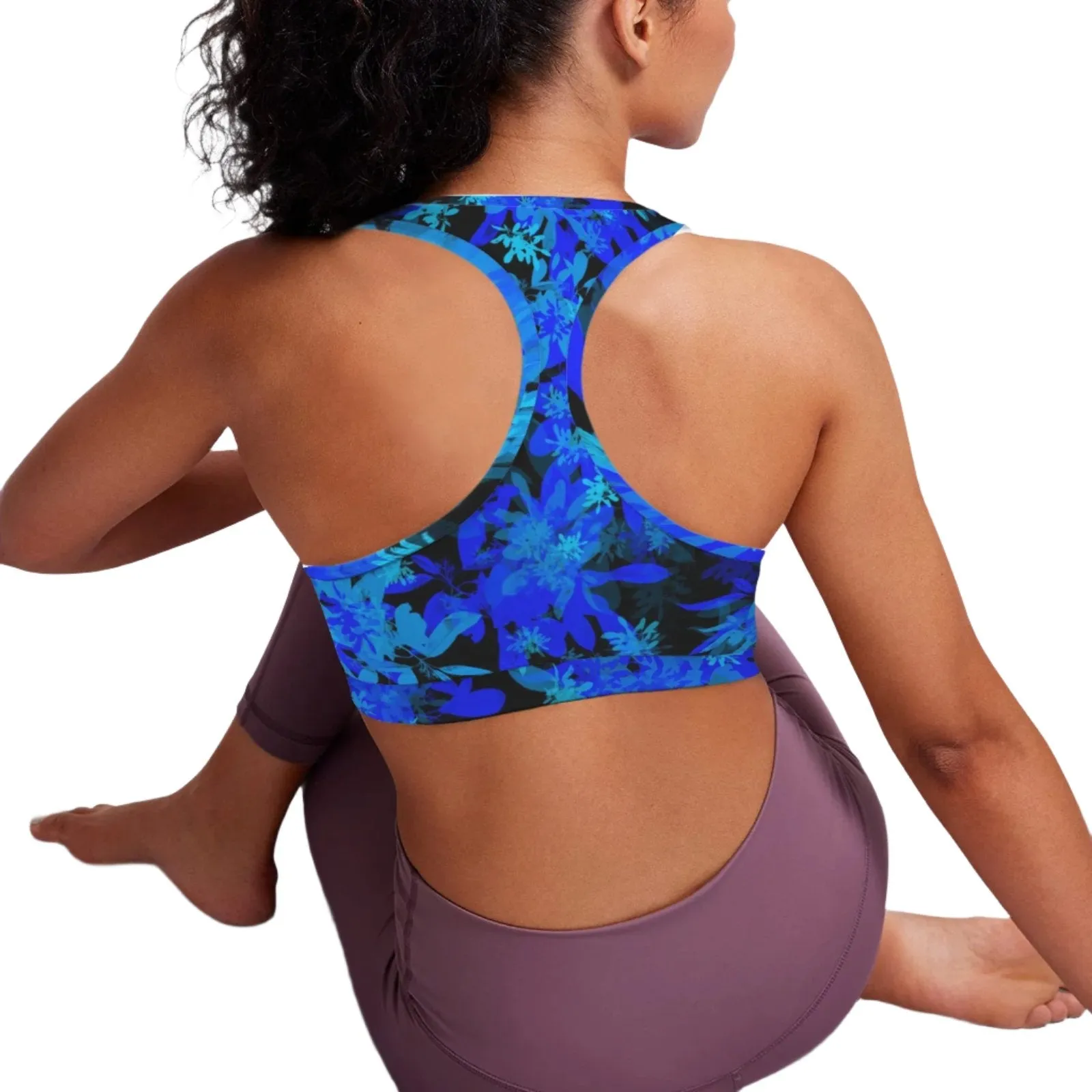 Black & Blue Leaves Sports Top up to 5 XL (FWS)