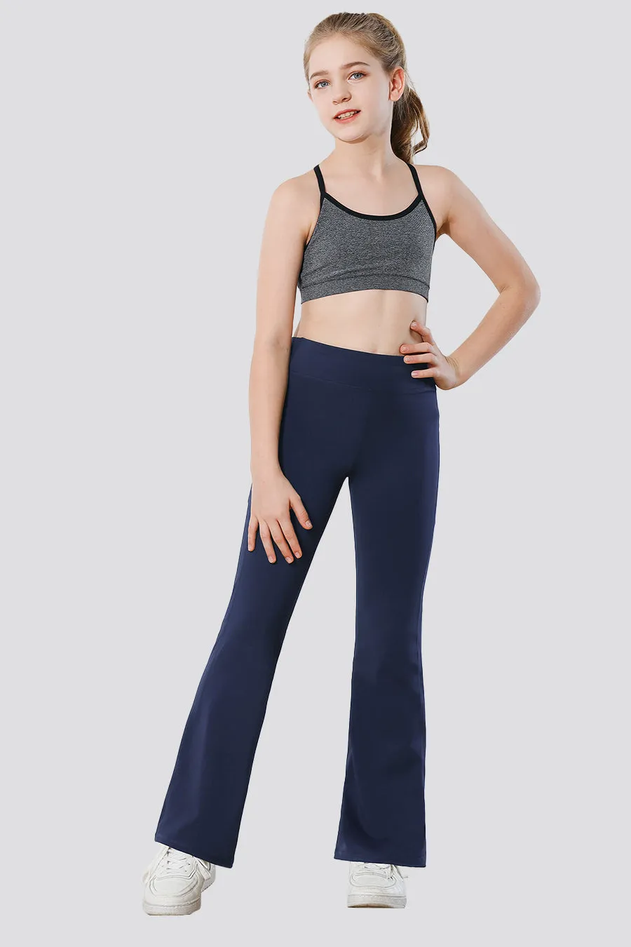 Girls Flare Leggings with 2 Pockets High Waisted
