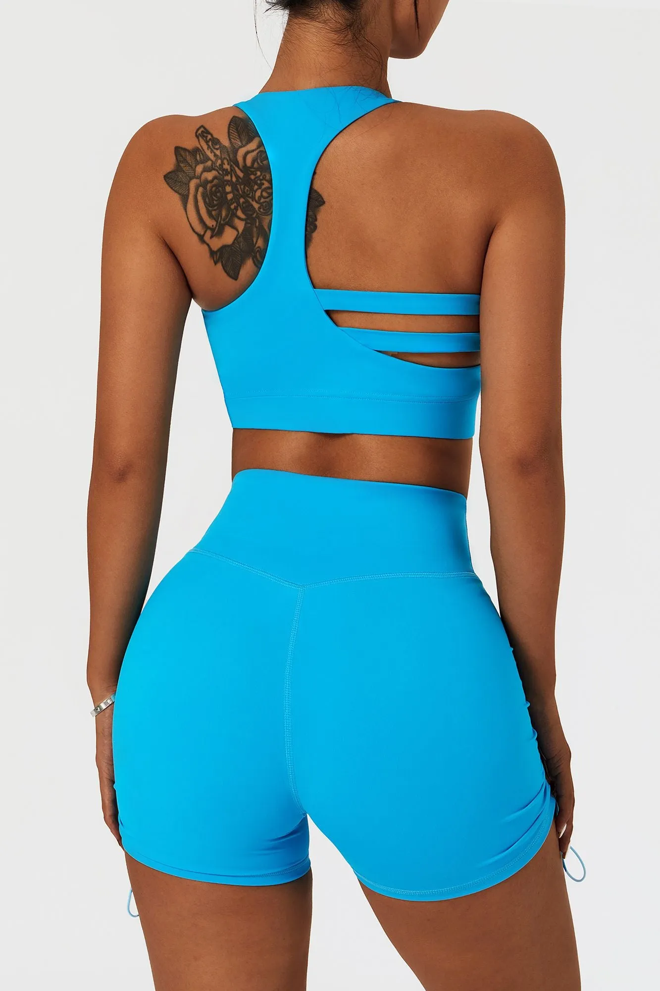 Plunge Neck Asymmetric Racerback Sports Bra
