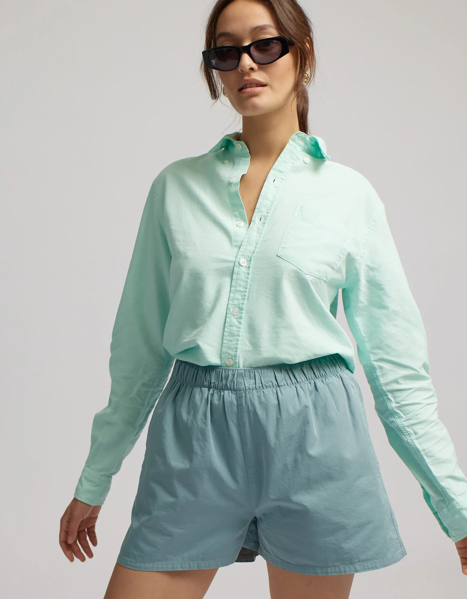 Women Organic Twill Shorts - Steel Blue