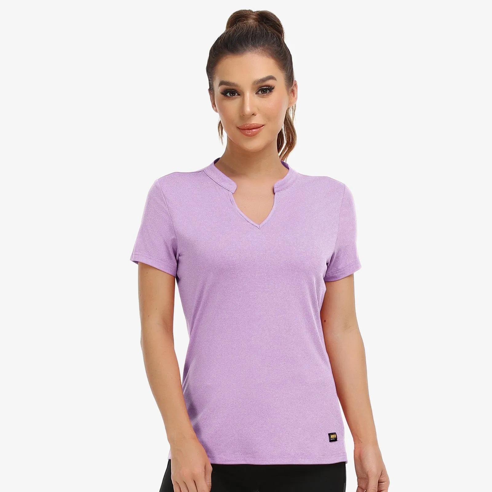 Women's Collarless Polo Shirt Quick Dry Short Sleeve Golf Shirt